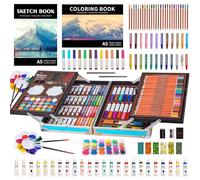 KINSPORY Mallette dessin Enfant, 139 pièces coloriage kit dessin Enfant, Art Set, Mallette de Coloriage (bleu)