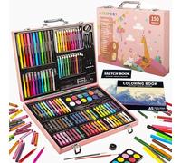 KINSPORY Mallette dessin Enfant, 150 pièces coloriage kit dessin Enfant, Art Set, Mallette de Coloriage
