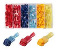 Kinstecks 120PCS Connecteurs filaires T-Tap Self-Stripping Bornes filaires à épissure rapides Isolé Mâle Déconnexion rapide Terminaux à cosses Assortiment Kit pour voiture de moto électrique Accueil
