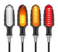 Kinstecks Indicateurs de Virage Fluide pour Moto - 4pcs Feux du Signal, Lumières de Freinage Arrière 12V, Allumées Toute la Journée