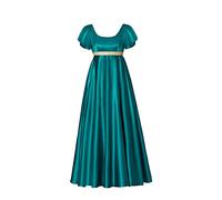 kinstell Robe régence pour femme style années 1800 en satin vintage avec écharpe, robe victorienne pour le thé