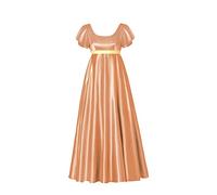kinstell Robe régence pour femme style années 1800 en satin vintage avec écharpe, robe victorienne pour le thé