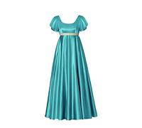kinstell Robe régence pour femme style années 1800 en satin vintage avec écharpe, robe victorienne pour le thé
