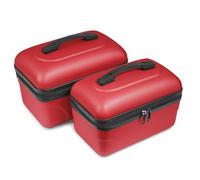 KINSTON Set de 2 Grands Vanity - Vanity Case Rigide - Trousse de Toilette Cosmétiques, Rigide avec Poignée, Organisateur de Voyage - Grande capacité (Rouge)