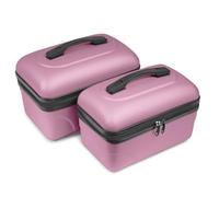 KINSTON Set de 2 Grands Vanity - Vanity Case Rigide - Trousse de Toilette Cosmétiques, Rigide avec Poignée, Organisateur de Voyage, Boîte de Rangement - Grande capacité (Rose)