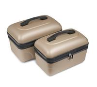 KINSTON Set de 2 Grands Vanity - Vanity Case Rigide - Trousse de Toilette Cosmétiques, Rigide avec Poignée, Organisateur de Voyage, Boîte de Rangement - Grande capacité (Champagne)