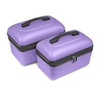 KINSTON Set de 2 Grands Vanity - Vanity Case Rigide - Trousse de Toilette Cosmétiques, Rigide avec Poignée, Organisateur de Voyage, Boîte de Rangement - Grande capacité (Violet/Lavande)