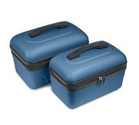 KINSTON Set de 2 Grands Vanity - Vanity Case Rigide - Trousse de Toilette Cosmétiques, Rigide avec Poignée, Organisateur de Voyage, Boîte de Rangement - Grande capacité (Bleu Foncé)