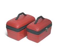 KINSTON Set de 2 Vanity Trousse de Toilette Voyage Cosmétiques, Rigide avec Poignée, Organisateur de Voyage, Boîte de Rangement - Grande capacité (Rouge)