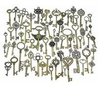 Kinteshun Alliage Multistyle Horloge Cadran Horloge Horloge à Quartz Steampunk Charm Pendentif connecteur pour DIY Fabrication de Bijoux Accessoires Key (69pcs,Antique Bronze)