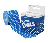 Kintex Bande Kinésiologie Tape Classic, 5 cm x 5 m, Bande de Kinésiologie Hypoallergénique et Résistante à l’eau, Bande Physiothérapeutique, Bande Médicale, Décoré (Hello Dots Blue)