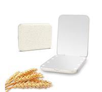 Kintion Miroir compact en paille de blé, grossissement x1/x3, éclairé, pliable, portable, écologique, excellent cadeau