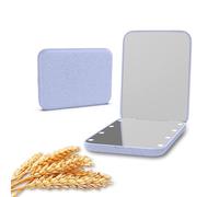 Kintion Miroir de Poche en Paille de Blé - Grossissant 1X/3X pour Sac à Main, Éclairé en Fibre de Plastique, Pliable, Compact pour Cadeau