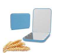 Kintion Miroir de Poche en Paille de Blé - Grossissant 1X/3X pour Sac à Main, Éclairé en Fibre de Plastique, Pliable, Compact pour Cadeau