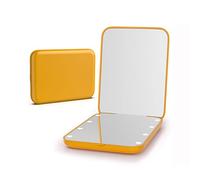 Kintion Miroir de poche, grossissement x1/3x, LED, miroir de maquillage compact avec lumière pour sac à main, 2 côtés, portable, pliable, portable, petit miroir lumineux pour cadeau, jaune