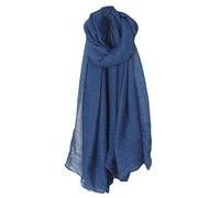 KINTRADE écharpe Longue Couleur Unie pour Femmes enveloppé d 'Une écharpe élégante en Lin de Coton rétro écharpe Bleu Marine