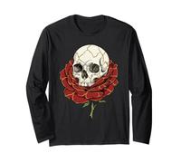 Kintsugi Crâne Rouge Rose Gothique Résilience Wabi Sabi Graphic Manche Longue