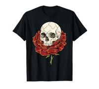 Kintsugi Crâne Rouge Rose Gothique Résilience Wabi Sabi Graphic T-Shirt