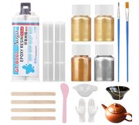 Kintsugi Kit de réparation, colle à porcelaine dorée pour réparation de céramique cassée, verre, soucoupes, colle en céramique, cadeau utile et artisanat, parfait pour les débutants