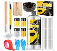Kintsugi Kit de Réparation - Colle Alimentaire Or & Argent pour Réparation de Poterie et Porcelaine, Céramique pour Bols, Assiettes, Vases, Jades, Cadeaux Significatifs pour les DIY Artistique