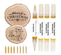 Kintsukuroi Lot de 4 marqueurs de combustion en bois pour brûler le bois, marqueur de pâte à bois double face, brûler avec précision et facilement des motifs sur le bois et l'artisanat, convient pour