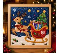 Kinusaiga Kit Art Textile | DIY 3D Noël en Tissu | Coffret d’art mural mosaïque premium sans couture, avec cadre et outils | Projet fait main apaisant