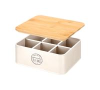 KINVARA CAJA 6 HUECOS TAPA BAMBU TEA CREMA - Crème
