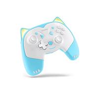 KINVOCA Manette sans fil pour Nintendo Switch/Switch Lite, jolie manette professionnelle avec turbo, mouvement, vibration, réveil, prise casque et lumière respiratoire - Bleu