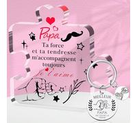 Kinwers Cadeau FêTe Des PèRes, 2 pièces Personnalisé Homme Original IdéE Cadeau Beau Pere,Cadeau Anniversaire Papa Acrylique Et Porte-CléS