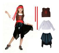 Kinwers Costume Pirate Femme,5 pcs Deguisement Halloween Enfant Fille Bandeau 7 ans XL(130-135cm)