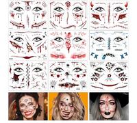 Kinwers Lot de 9 feuilles d'autocollants pour le visage - Tatouage de cicatrices - Pour le visage