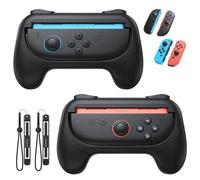 Kinwin Lot de 2 poignées pour Nintendo Switch 2/Switch 1/Switch OLED pour Joy-Con, kit de poignée de manette antidérapante, accessoires de support pour manette JoyCon 2, noir