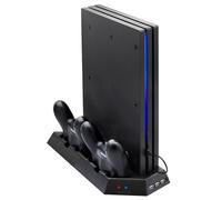 Kinwin Support vertical compatible avec PS4 Pro avec ventilateur de refroidissement, station de charge pour manette Playstation 4 Pro, chargeur pour manette DualShock 4 avec indicateur de charge LED