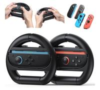 Kinwin Volant pour Nintendo Switch 2, Switch 1 et Switch OLED Joycon - Poignée de volant pour Mario Kart World & Mario Kart 8 Deluxe, NS2 - Accessoires de support antidérapants (noir x 2)