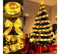 Kinyoda Ruban lumineux de Noël 10 M 100 LED éclairage de Noël, Guirlande Lumineuse Sapin Noel, Guirlande Lumineuse à Ruban Brillant lumières de Noël pour Sapin de Noël, décoration intérieure