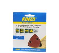 Kinzo 71728 5 Triangles Papier abrasif à bois 90 x 90 x 90 mm G80