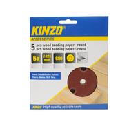 Kinzo 71737 5 Disques Papier abrasif à bois Ø125 mm G80