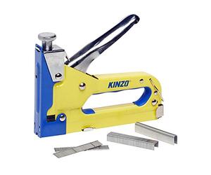 Kinzo Agrafeuse Manuelle 3 en 1 Jaune - Cloueuse Bricolage Outil Agrafes Clous