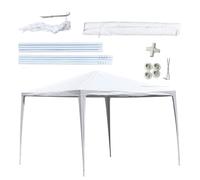 Kinzo Barnum 3x3 Mètres - Chapiteau et Pavillon Imperméable pour Jardin ou Terrasse - Tente de Réception avec Piquets et Haubans - Hauteur de Faîte 2,5M - Plastique - Blanc