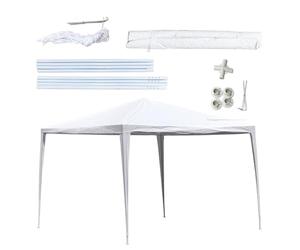 Kinzo Barnum 3x3 Mètres - Chapiteau et Pavillon Imperméable pour Jardin ou Terrasse - Tente de Réception avec Piquets et Haubans - Hauteur de Faîte 2,5M - Plastique - Blanc