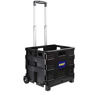 Kinzo Chariot de Courses Pliable - Noir - Caisse Pliable - jusqu'à 25KG - sur Roues, 100 cm