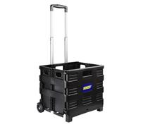Kinzo Chariot de Courses Pliable - Noir - Caisse Pliable - jusqu'à 25KG - sur Roues, 100 cm