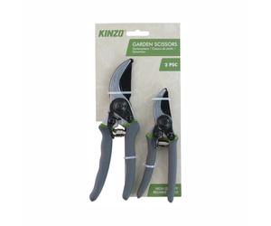 KINZO Ciseaux de Jardin 21cm et 16cm - Poignée Ergonomique - Lot de 2 Tailles