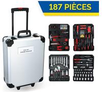 Kinzo coffre à outils 187 pièces caisse à outils trolley-chrome-vanadium acier