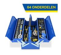 Kinzo Coffret d'Outils - Boîte Métallique - 64 Pièces - Acier CR-V - Bleu