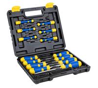 Kinzo Ensemble de tournevis 32 pièces avec pointe magnétique - Inclus mallette - Noir, Jaune, Bleu