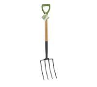 Kinzo Fourche à Foin à 4 Dents - Outil de Jardin avec Manche en Bois - Fourche à fumier pour Potager et Compost - Fourche Robuste pour Creuser, aérer et desserrer