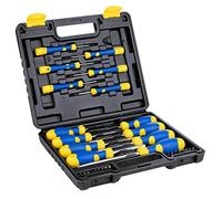 Kinzo Jeu de tournevis 32 pièces - Coffret à outils - Tournevis à pointe magnétique - Noir, jaune, bleu