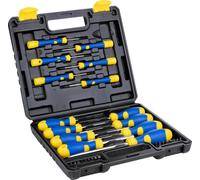 Kinzo Jeu de tournevis 32 pièces - mallette à outils incluse - tournevis à pointe magnétique - noir, jaune, bleu