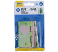 Kinzo Lot de 2 charnières de porte - En métal - 82 x 82 mm - Avec 12 vis - Pour portes et armoires - Construction en acier solide - Pour applications intérieures